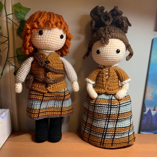 Outlander Jamie and Claire Fraser Crochet Dolls - Made to Order