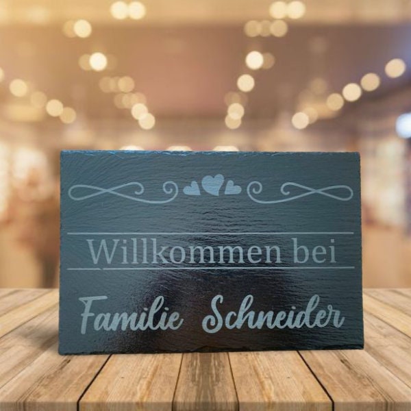 Türschild Schiefer 30x20cm Haustür personalisiert Namensschild Familie