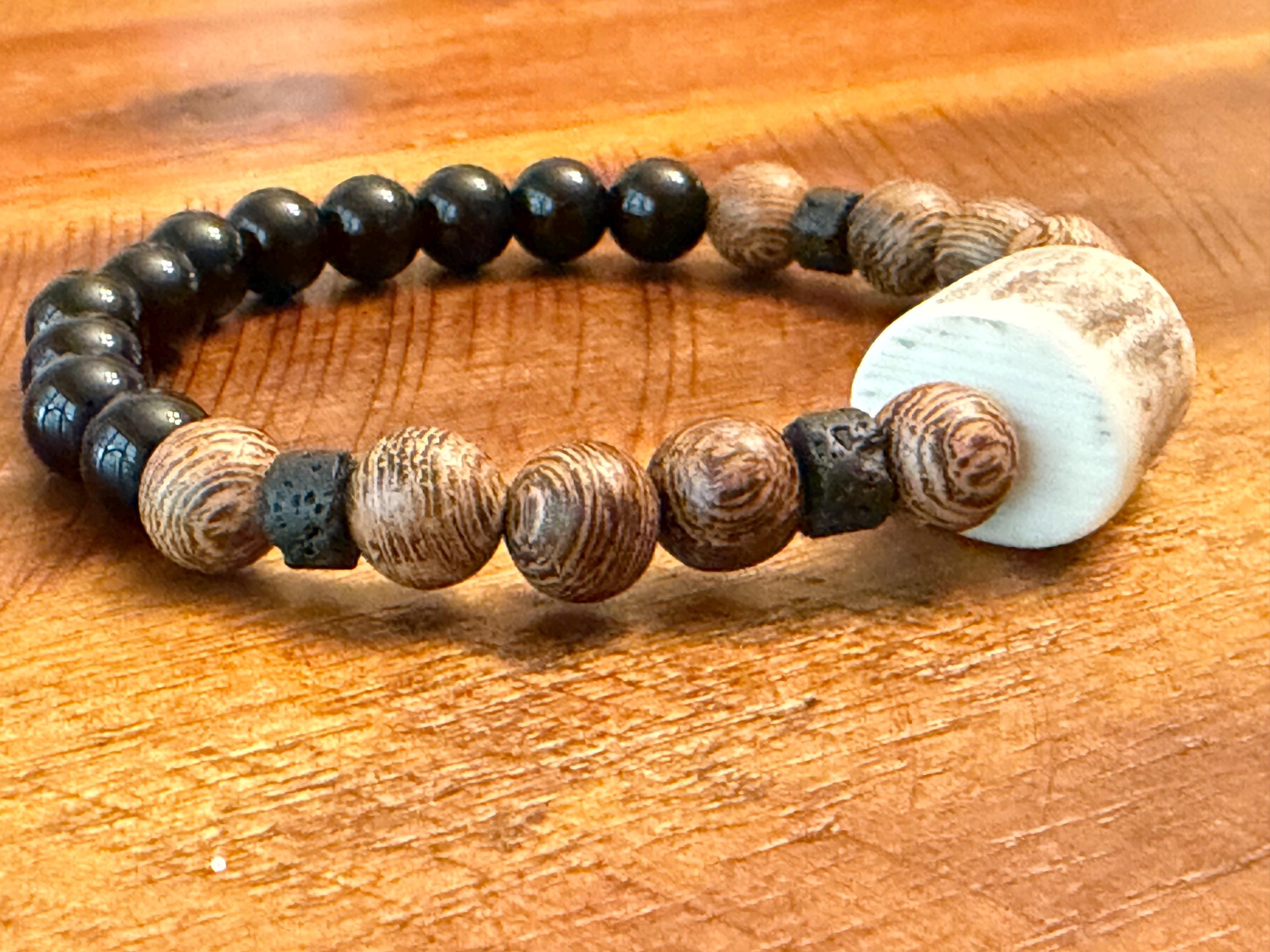 Deer Antler Bead Stretch Bracelets Handmade Genuine Antler Jewelry…