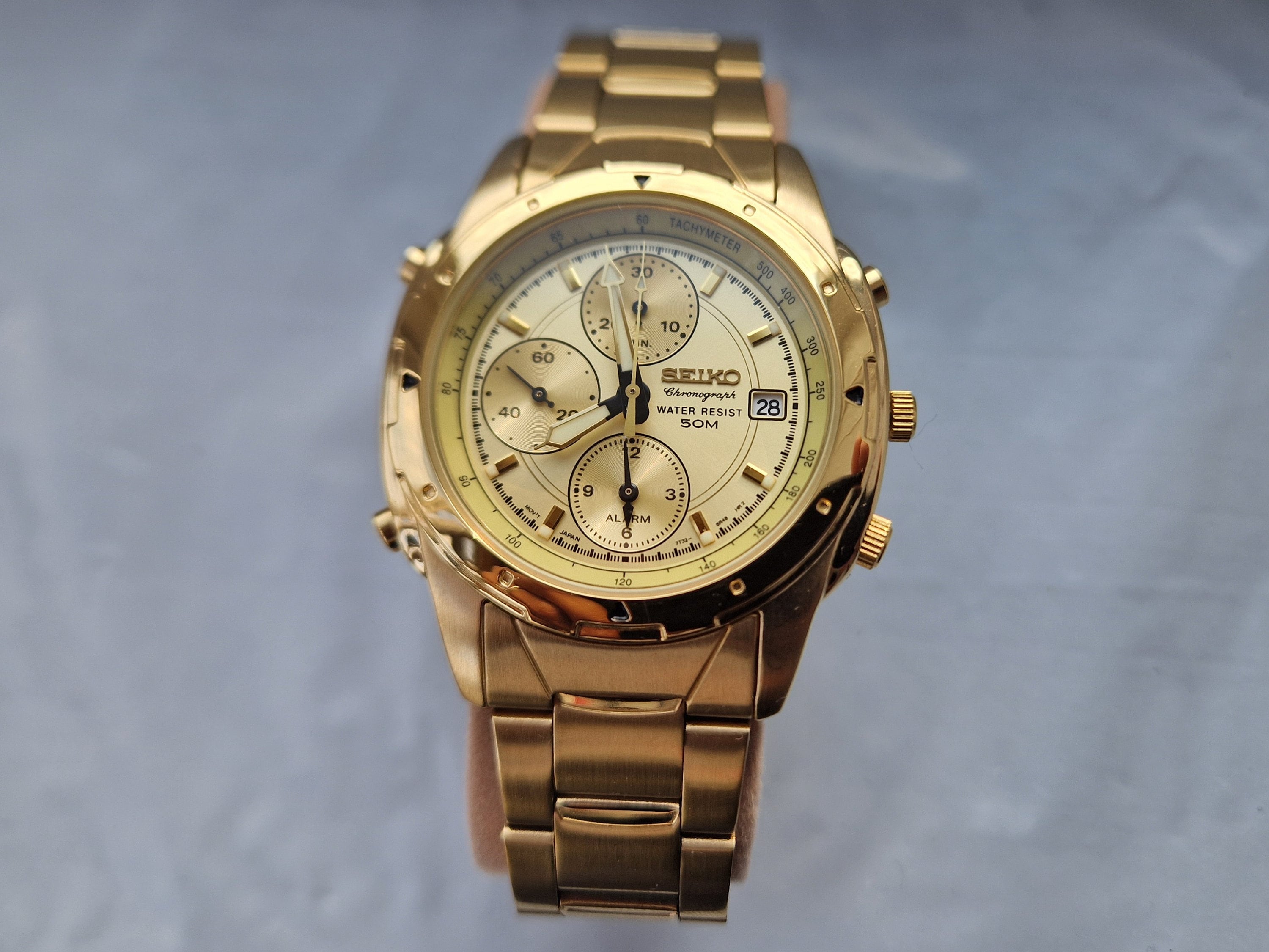 Seiko Tachymeter Chronograph Vintage Watch 7T32-6M59 Gold Tone - Etsy