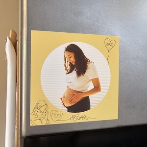 Magnet grossesse, aimant de frigo photo, magnet personnalisable, magnet futur maman, photo personnalisable femme enceinte