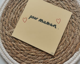 Carte de voeux pour maman avec coeur, carte de voeux maman à télécharger, carte jaune pour maman, carte à imprimer
