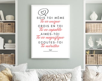 Unique positive affirmation poster to download, positive quote poster for self-confidence, poster for self-esteem print
