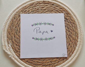 Carte de voeux à imprimer, carte imprimable, carte à télécharger, Carte de voeux fleuri pour papa, carte avec fleurs