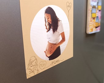 Magnet grossesse, aimant de frigo photo, magnet personnalisable, magnet futur maman, photo personnalisable femme enceinte