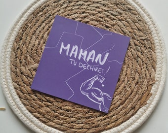 Carte pour une maman qui déchires à imprimer, carte pour maman à télécharger, carte de vœux pour maman, carte de vœux violette pour maman