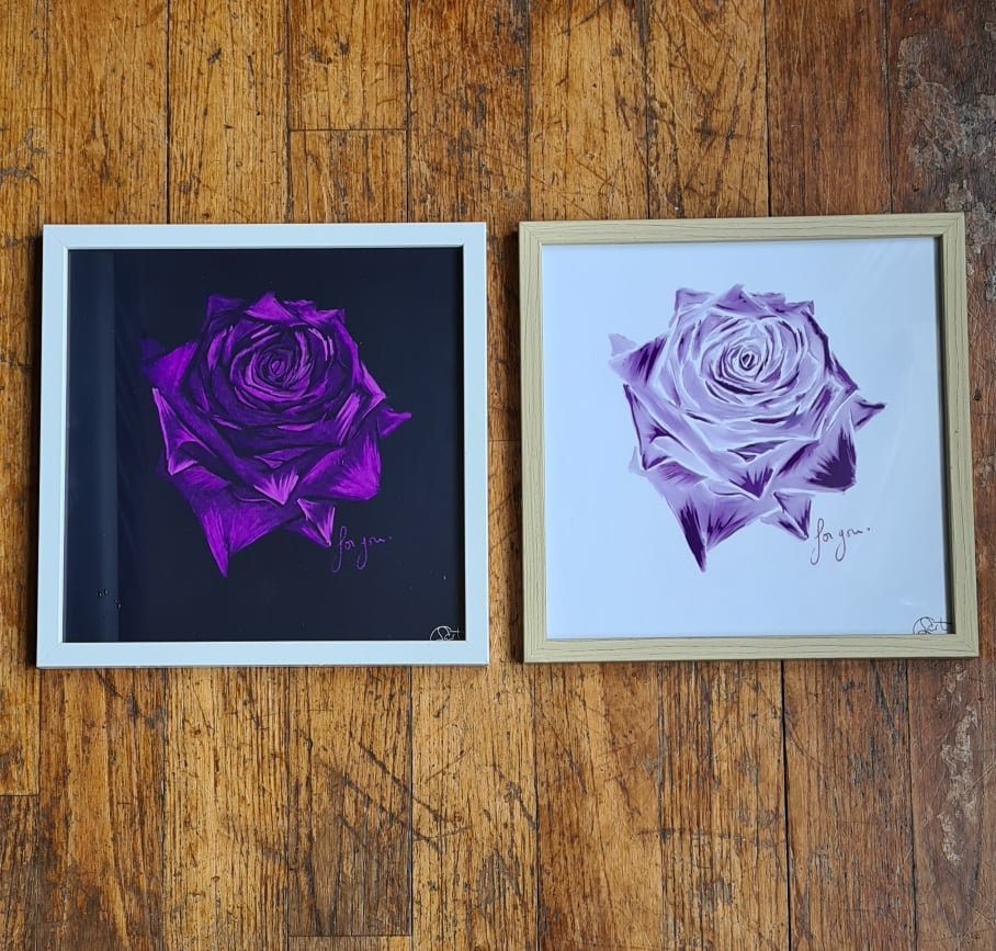 Imprimé Rose Pourpre Dans Cadre en Bois, Décor de Salon, Cadeau Saint-Valentin, Pour La Maison, Déco