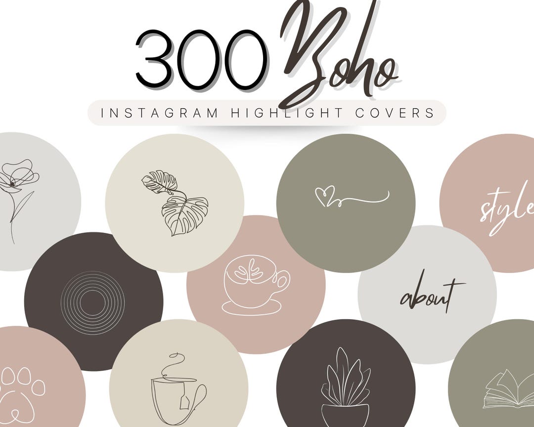 Boho Instagram Highlight Covers Minimal Line Art Neutral Icons Beige ...