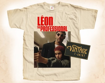 Leon The Professional V1 T-shirt Tee Natural vintage Cotton Movie Poster Beige Toutes les tailles S M L XL 2X 3X 4X 5X