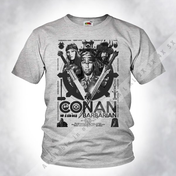 Vintage CONAN The Barbarian v16 black white Old Style Men Unisex Sport heather Grey DTG Print Sizes s m l xl 2x 3x 4x 5x