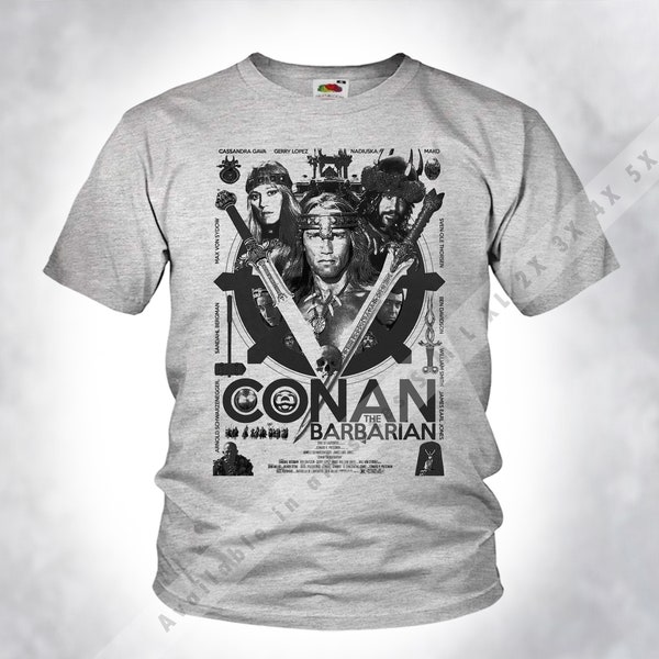 Vintage CONAN The Barbarian v16 blanco negro Old Style Men Unisex Sport heather Grey DTG Print Sizes s m l xl 2x 3x 4x 5x