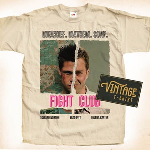 FIGHT CLUB V4 T shirt Tee Natural Vintage Cotton Movie Poster All Sizes S M L XL 2X 3X 4X 5X