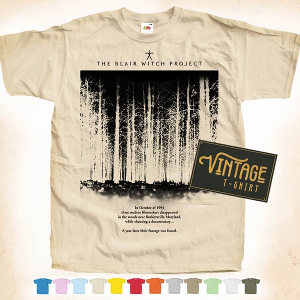 BLACK Print: Blair Witch Project V1 T shirt Tee Natural VINTAGE Cotton Movie Poster Beige 12 colors All Sizes S M L XL 2X 3X 4X 5X