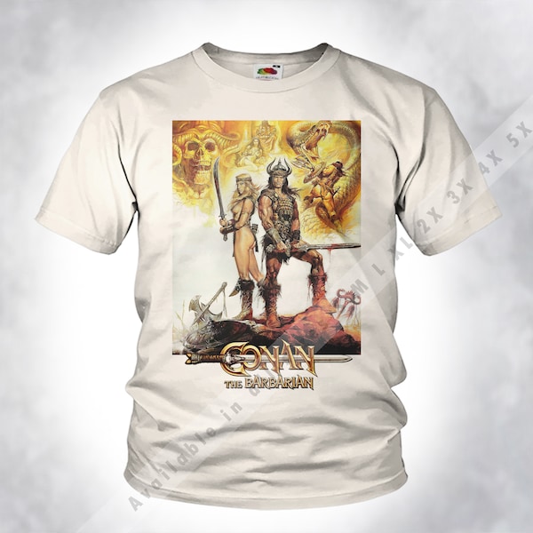 VINTAGE Conan The Barbarian V4 T shirt Tee Natural Beige Old Style Men Unisex DTG Print Sizes s m l xl 2x 3x 4x 5x