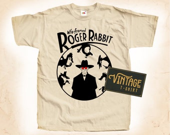 Qui a encadré Roger Rabbit V2 T-shirt Tee Natural vintage Cotton Movie Poster Beige Toutes les tailles S M L XL 2X 3X 4X 5X