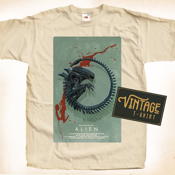 ALIEN V4 T shirt Tee Natural Vintage 100% Cotton Movie Poster All Sizes S M L XL 2X 3X 4X 5X