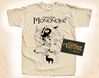 Princesse Mononoke V2 T-shirt Tee Natural vintage Cotton Movie Poster Beige Toutes les tailles S M L XL 2X 3X 4X 5X