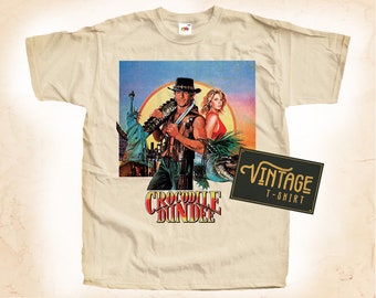 Crocodile Dundee T shirt Tee Natural Vintage Cotton Movie Poster All Sizes S M L XL 2X 3X 4X 5X