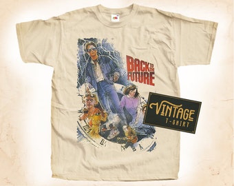 Back to the Future V1 T shirt Tee Natural Vintage 100% Cotton Movie Poster All Sizes S M L XL 2X 3X 4X 5X