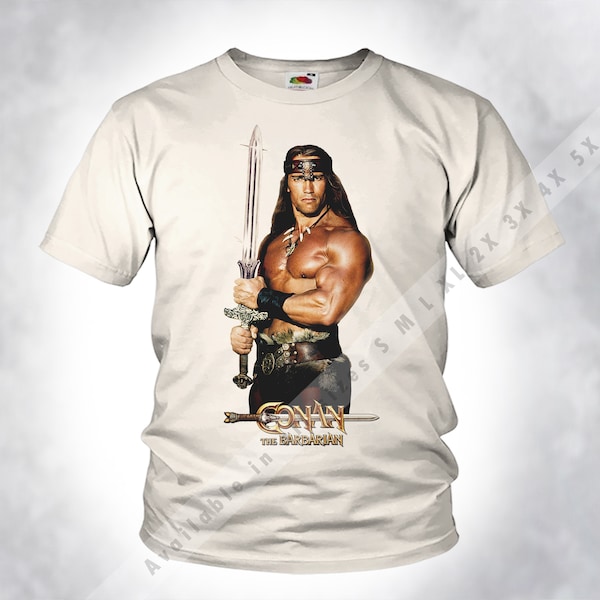 VINTAGE Conan The Barbarian V1 Camiseta Tee Natural Beige Old Style Men Unisex DTG Print Sizes s m l xl 2x 3x 4x 5x