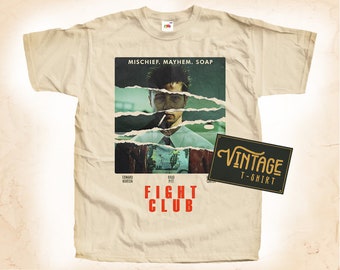 T-shirt FIGHT CLUB V1 T-shirt Affiche de film en coton vintage naturel toutes tailles S M L XL 2X 3X 4X 5X