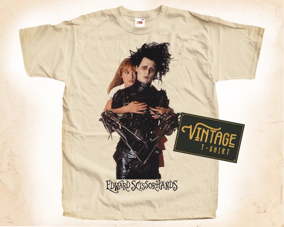 Edward Scissorhands V1 T Shirt Tee Natural Vintage Cotton Movie 
