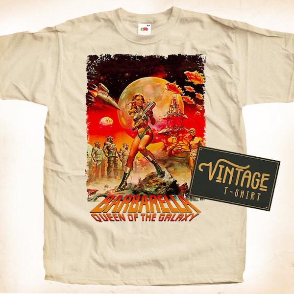 Barbarella Queen V13 T shirt Tee Natural Vintage Cotton Movie Poster All Sizes S M L XL 2X 3X 4X 5X