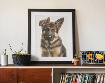 German Shepherd Puppy Cute Dog for self-printing, Digital Image Dog Size A4  A5 Wall Decor PNG