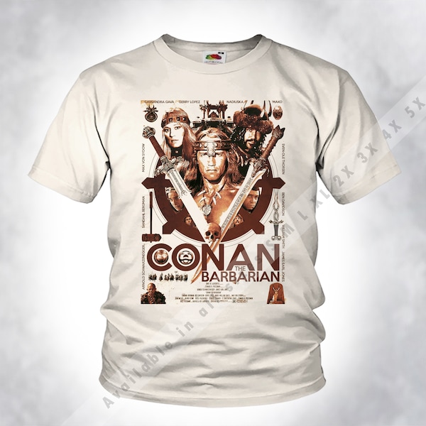 VINTAGE Conan The Barbarian V16 T shirt Tee Natural Beige Old Style Men Unisex DTG Print Sizes s m l xl 2x 3x 4x 5x