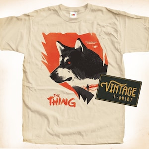 The Thing V1 T shirt Tee Natural Vintage Cotton Movie Poster Beige All Sizes S M L XL 2X 3X 4X 5X