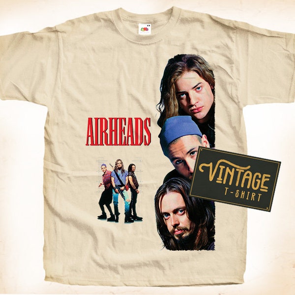 Airheads V1 T shirt Tee Natural Vintage 100% Cotton Movie Poster All Sizes S M L XL 2X 3X 4X 5X