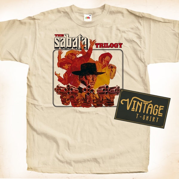 SABATA V2 T-Shirt Tee Natürliche Vintage Baumwolle Filmplakat Beige Alle Größen S M L XL 2X 3X 4X 5X