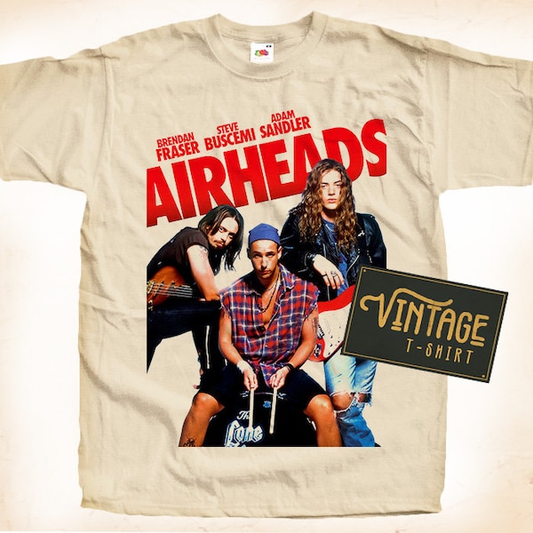 Airheads V2 T shirt Tee Natural Vintage 100% Cotton Movie Poster All Sizes S M L XL 2X 3X 4X 5X