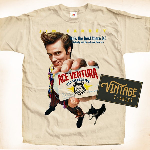 Ace Ventura Pet Detective T shirt Tee Natural Vintage 100% Cotton Movie Poster All Sizes S M L XL 2X 3X 4X 5X