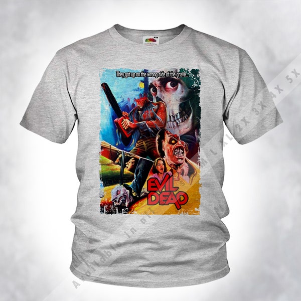 Vintage EVIL DEAD V5 Camiseta Old Style Men Unisex Sport heather Gris DTG Print Sizes s m l xl 2x 3x 4x 5x