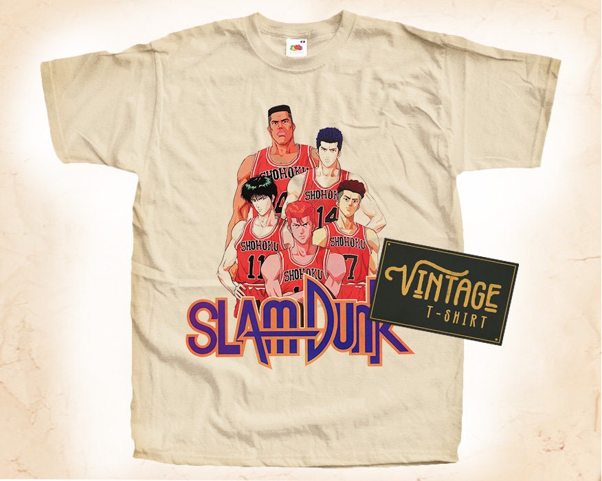 Slam Dunk V2 T Shirt Tee Natural Vintage Cotton Movie Poster Beige 