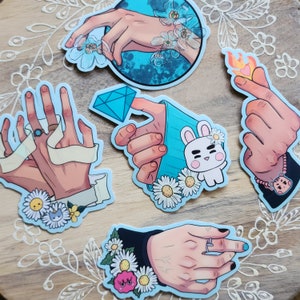 SHINee Hand Stickers | 5 Pack | Matte Waterproof Vinyl Kpop Stickers | Laptop, Phone, Journaling
