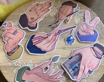 BTS Hand Stickers V1 | 7 Pack | Premium Matte Waterproof Vinyl Kpop Stickers | Laptop, Phone, Journaling