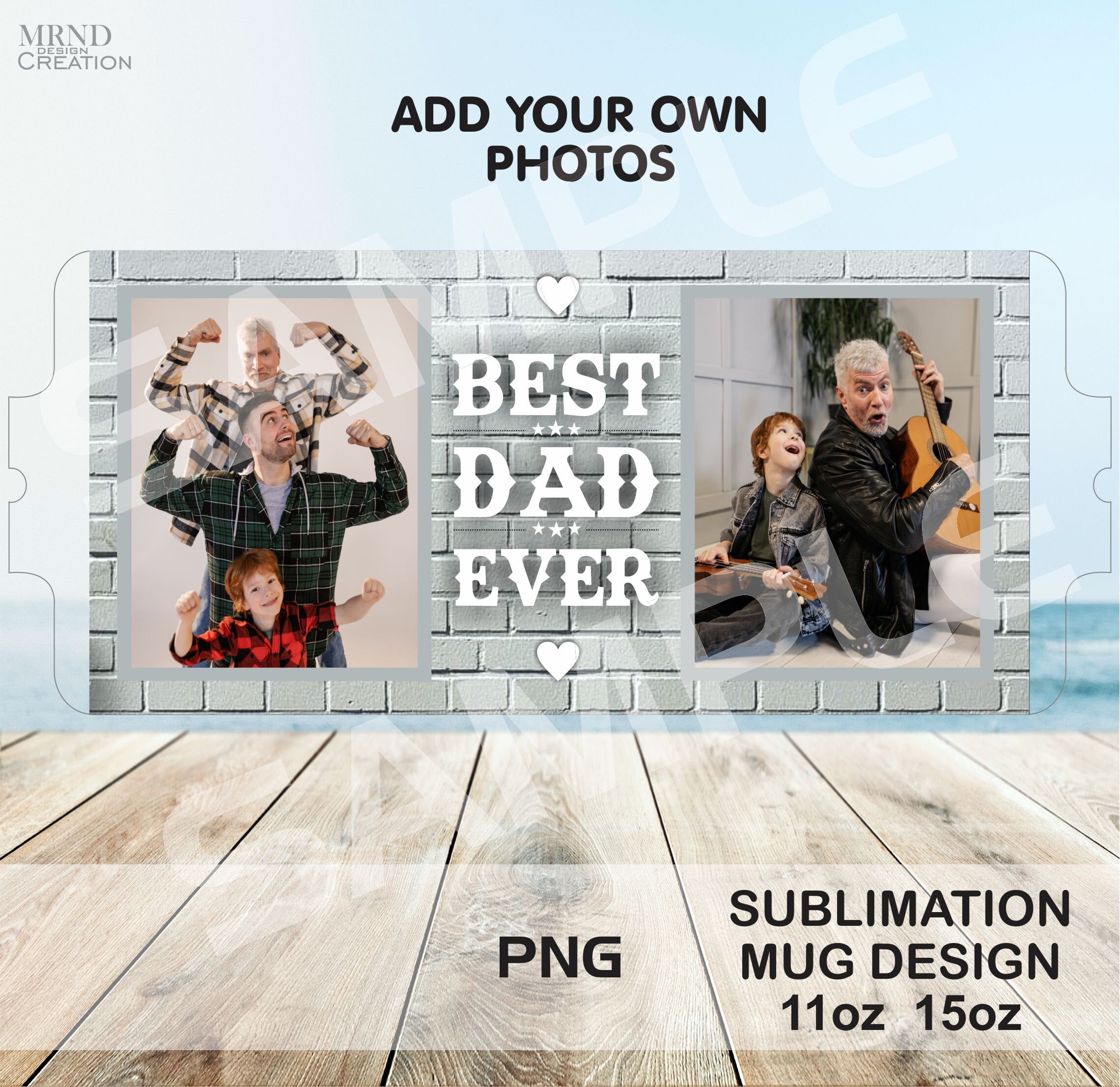 Fathers Day Mug Sublimation PNG Best Dad Coffee Mug Collage Full Wrap ...