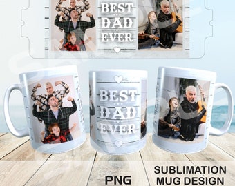 Best Dad Ever Wood Background Photo Mug PNG - Best Dad Ever Sublimation Mug - Superior Wood Background Dad Mug PNG