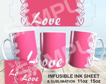 Heartfelt Love Mug Design - Cricut Press SVG - Infusible Ink Template