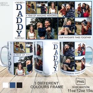 Vatertagsbecher Sublimation PNG | Bester Papa Kaffeetasse Collage Full Wrap Becher Sublimation PNG | Vatertagsgeschenk Collage Full Wrap Mug PNG
