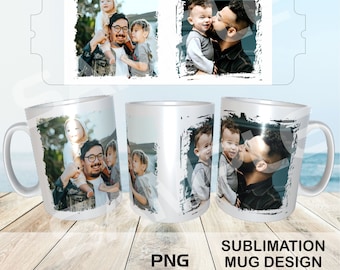 Diseño de sublimación para taza con collage – PNG de envoltura completa (Descarga digital)