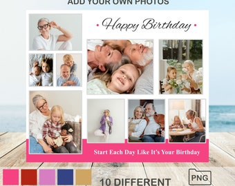 Birthday Photo Collage Mousepad Design | Sublimation Template (PNG)