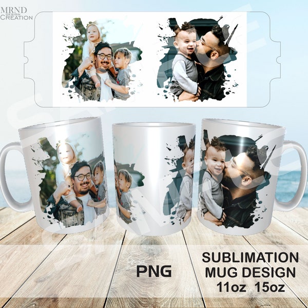 Photo Collage Mug Sublimation Template PNG | Collage Full Wrap Mug Sublimation Design PNG | Collage Full Wrap Mug Sublimation Design PNG