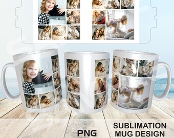12 Photo Collage Mug - Personalize Your Memories - Sublimation Photo Mug