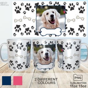Envoltura de taza de perro PNG / Envoltura de taza de perro / Plantilla de collage de taza de fotos / Collage de taza de fotos / Plantilla de diseño de taza creativa / Plantilla de taza de fotos