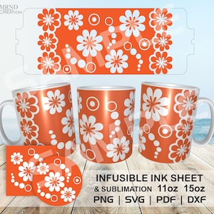 Flower Mug SVG | Flower Mug Template SVG for Cricut Mug Press | Flower Design for Infusible Ink | Flower SVG Template for Infusible Ink
