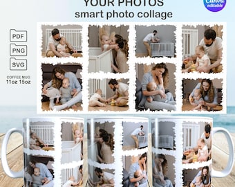 Family Mug Wrap PNG| Family Mug Wrap | Photo Mug Collage Template | Photo Mug Collage | Creative Mug Design Template | Photo Mug Template