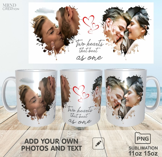 Personalized Photo Coffee Mug | Love Hearts Design (PNG) - Etsy